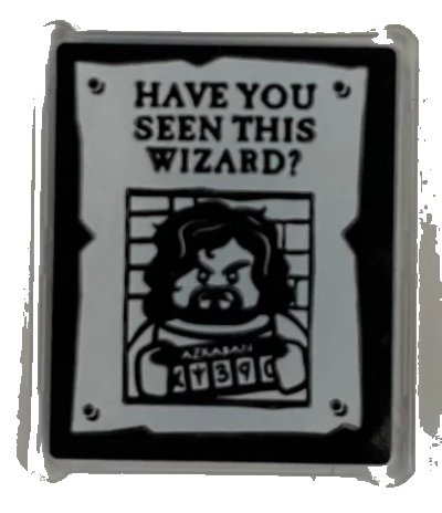 LEGO onderdeel Glass for Window 1 x 3 x 3 Flat Front with 'HAVE YOU SEEN THIS WIZARD?' and Sirius Black Minifigure on Wanted Poster Pattern on Both Sides (Stickers) - Set 76388 (51266pb006)