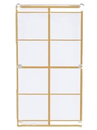 LEGO part Glass for Window 1 x 4 x 6 with Gold Lattice over Frosted White Background Pattern 57895pb041
