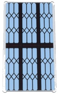 LEGO onderdeel Glass for Window 1 x 4 x 6 with Wooden Frame and Lattice on Bright Light Blue Background Pattern (Sticker) - Set 76385 57895pb080