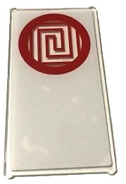 LEGO part Glass for Window 1 x 4 x 6 with Red Circle and Geometric Frame on Translucent White Background Pattern (Sticker) - Set 70670 57895pb082