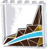 LEGO part Panel 1 x 6 x 5 with Silver and Gold Triangle Mosaic and White and Medium Azure Curved Stripes Pattern Left Side (Sticker) - Set 41106 59349pb100L