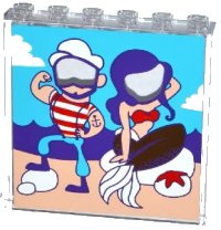 LEGO onderdeel Panel 1 x 6 x 5 with Photo Prop Standee with Mermaid and Sailor Pattern (Sticker) - Set 41129 59349pb124