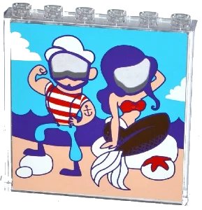 LEGO onderdeel Panel 1 x 6 x 5 with Photo Prop Standee with Mermaid and Sailor Pattern (Sticker) - Set 41129 (59349pb124)