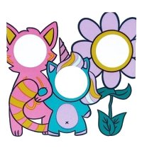 LEGO onderdeel Panel 1 x 6 x 5 with Photo Stand In Board with Dark Pink Cat, Medium Azure Unicorn and Lavender Flower with Face Holes Pattern (Sticker) - Set 41450 59349pb314