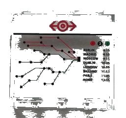 LEGO onderdeel Panel 1 x 4 x 3 with Side Supports - Hollow Studs with Train Map and Schedule on Transparent Background Pattern (Sticker) - Set 60051 (60581pb049)