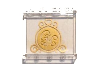 LEGO onderdeel Panel 1 x 4 x 3 with Side Supports - Hollow Studs with Gold 'GH' Emblem and Swirls Pattern on Inside (Sticker) - Set 41101 (60581pb060)