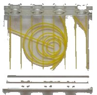 LEGO part Panel 1 x 4 x 3 with Side Supports - Hollow Studs with Yellow Radar Circles and Lines Pattern (Sticker) - Set 7879 60581pb100