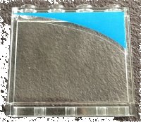 LEGO part Panel 1 x 4 x 3 with Side Supports - Hollow Studs with Dark Azure Curve Pattern Model Left Side (Sticker) - Set 10252 60581pb122L