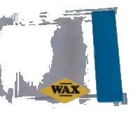 LEGO part Panel 1 x 4 x 3 with Side Supports - Hollow Studs with Dark Azure Stripe and 'WAX' on Yellow Diamond Pattern Model Right Side (Stickers) - Set 10252 60581pb123R