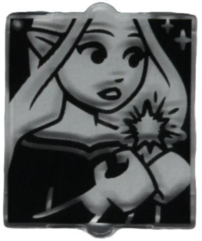 LEGO onderdeel Glass for Window 1 x 2 x 2 Flat Front with Elves Minifigure, Star and Sparkles on Black Background Pattern (60601pb049)