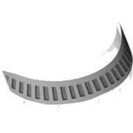 LEGO part Windscreen 3 x 6 x 1 Curved with Dark Bluish Gray Rectangles on Light Bluish Gray Background Pattern 62360pb003