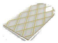 LEGO onderdeel Glass for Door Frame 1 x 6 x 7 Arched with Notches and Rounded Pillars with Gold Lattice Pattern 65066pb01