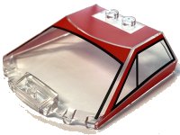 LEGO part Windscreen 6 x 6 x 1 1/3 Straight Sides with Red and Black Ferrari F40 Roof Pattern 65633pb17