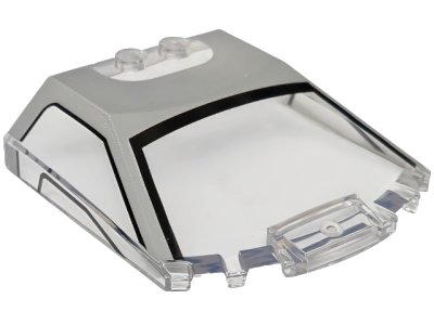 LEGO onderdeel Windscreen 6 x 6 x 1 1/3 Straight Sides with Light Bluish Gray Roof and Black Window Frame Outline Pattern (65633pb20)