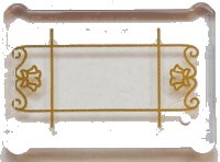 LEGO part Glass for Window 1 x 3 x 2 Flat Front with Gold Lattice, Flowers and Filigree Pattern 7757pb001