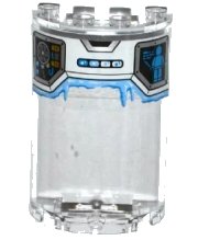 LEGO onderdeel Cylinder Half 2 x 4 x 5 with 1 x 2 Cutout with Fan, Minifigure on Screen, and Frost Pattern (Sticker) - Set 70588 85941pb007
