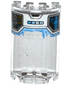 LEGO onderdeel Cylinder Half 2 x 4 x 5 with 1 x 2 Cutout with Fan, Minifigure on Screen, and Frost Pattern (Sticker) - Set 70588 (85941pb007)