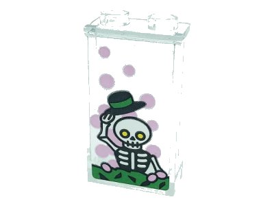 LEGO onderdeel Panel 1 x 2 x 3 with Side Supports - Hollow Studs with Bright Pink Dots, Skeleton and Black Hat Pattern (Sticker) - Set 76388 (87544pb076)