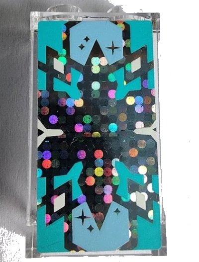 LEGO onderdeel Panel 1 x 2 x 3 with Side Supports - Hollow Studs with Bright Light Blue and Medium Azure Snowflake on Silver Holographic Glitter Background Pattern (Sticker) - Sets 41148 / 43172 (87544pb094)