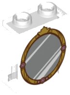 LEGO part Panel 1 x 2 x 2 with Side Supports - Hollow Studs with Gold Vanity Mirror Pattern 87552pb058