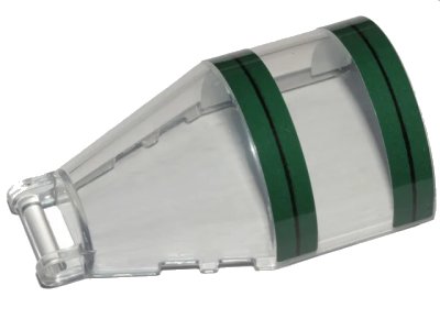 LEGO onderdeel Windscreen 6 x 4 x 2 Round with Bar Handle with Dark Green Stripes Pattern (Stickers) - Set 75248 (92279pb011)