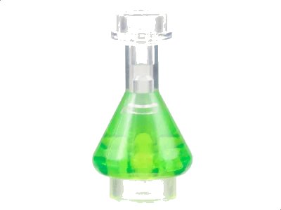 LEGO onderdeel Minifigure, Utensil Bottle, Erlenmeyer Flask with Molded Trans-Bright Green Fluid Pattern (93549pb01)