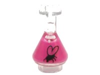 LEGO part Minifigure, Utensil Bottle, Erlenmeyer Flask with Molded Magenta Fluid and Printed Black Fly Pattern 93549pb06