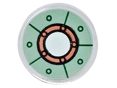 LEGO onderdeel Tile, Round 1 x 1 with Sand Green Iron Man Chest Reactor Pattern (98138pb035)