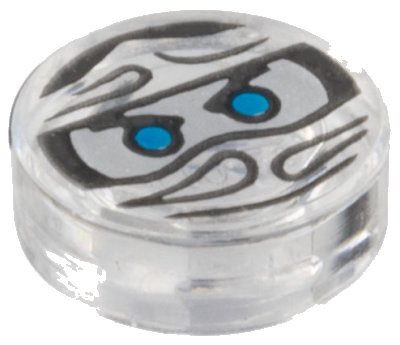 LEGO onderdeel Tile, Round 1 x 1 with Ninjago Trapped Zane Pattern (98138pb046)