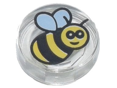 LEGO part Tile, Round 1 x 1 with Black and Yellow Bee Pattern (98138pb186)