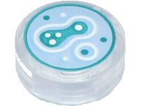 LEGO part Tile, Round 1 x 1 with Bright Light Blue, Dark Turquoise, and White Cell Culture in Petri Dish Pattern 98138pb284