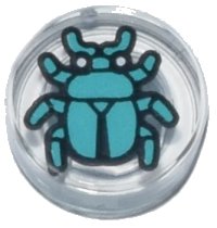 LEGO part Tile, Round 1 x 1 with Dark Turquoise Beetle Pattern 98138pb428