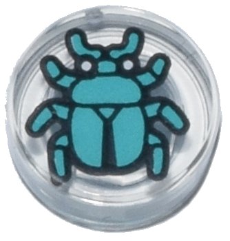 LEGO onderdeel Tile, Round 1 x 1 with Dark Turquoise Beetle Pattern (98138pb428)