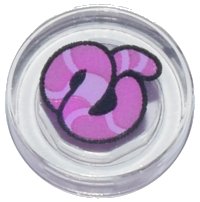LEGO part Tile, Round 1 x 1 with Bright Pink and Dark Pink Worm, Black Outline Pattern 98138pb464