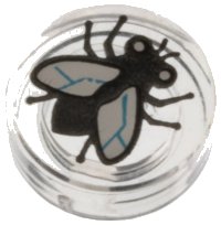 LEGO onderdeel Tile, Round 1 x 1 with Black Fly, White Wings, Medium Azure Veins Pattern 98138pb471
