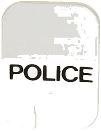 LEGO part Windscreen Motorcycle Windshield with Black 'POLICE' on White Background Pattern bb0057pb01