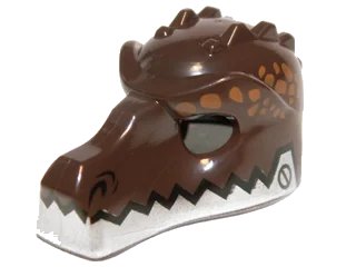 LEGO onderdeel Minifigure, Headgear Mask Crocodile with Silver Lower Jaw Pattern (12551pb05)