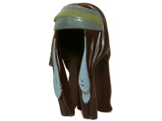 LEGO onderdeel Minifigure, Hair Long with Feathers and Light Bluish Gray / Olive Green Bandana Pattern (13664pb01)