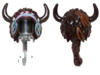 LEGO part Minifigure, Headgear Headdress Indian Horned with Long Braided Hair and Tribal Headband with Tassels Pattern 13946pb01