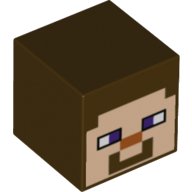 LEGO part Minifigure, Head, Modified Cube with Pixelated Light Nougat Face, Dark Purple Eyes, Dark Orange Nose, and Smile Pattern (Minecraft Steve) (19729pb002)