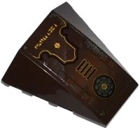 LEGO part Wedge 4 x 4 Triple Curved No Studs with Gold Alien Characters, Grille and Fan Pattern (Sticker) - Set 70132 47753pb064