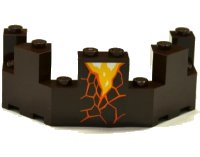 LEGO part Castle Turret Top 4 x 8 x 2 1/3 with Cracks and Lava Pattern (Sticker) - Set 70321 6066pb01