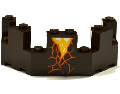 LEGO onderdeel Castle Turret Top 4 x 8 x 2 1/3 with Cracks and Lava Pattern (Sticker) - Set 70321 (6066pb01)