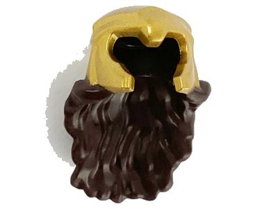 LEGO onderdeel Minifigure, Hair Combo, Hair with Hat, Long and Wavy with Pearl Gold Helmet with Forehead and Cheek Protectors Pattern (68406pb01)