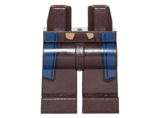 LEGO onderdeel Hips and Legs with Dark Blue Coattails and Dark Tan Vest Tails Pattern (970c00pb0595)