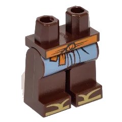 LEGO onderdeel Hips and Legs with Medium Nougat Sash, Sand Blue Coattails and Dark Tan Zori Sandals Pattern (970c00pb0768)