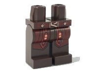 LEGO part Hips and Legs with Dark Red Belt and Coattails, Gold and Red Trim Pattern 970c00pb0870
