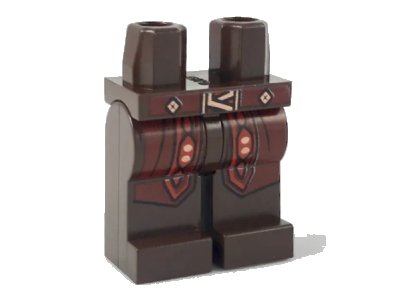LEGO onderdeel Hips and Legs with Dark Red Belt and Coattails, Gold and Red Trim Pattern (970c00pb0870)
