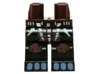 LEGO onderdeel Hips and Black Legs with Dark Brown Loincloth with Yellowish Green Markings, Knee Pads and Sand Blue Toes Pattern 970c11pb10