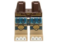 LEGO part Hips and Dark Tan Legs with Blue and Dark Blue Loincloth, Gold Lion Head Knee Pads and Belt and White Claws Pattern 970c69pb07